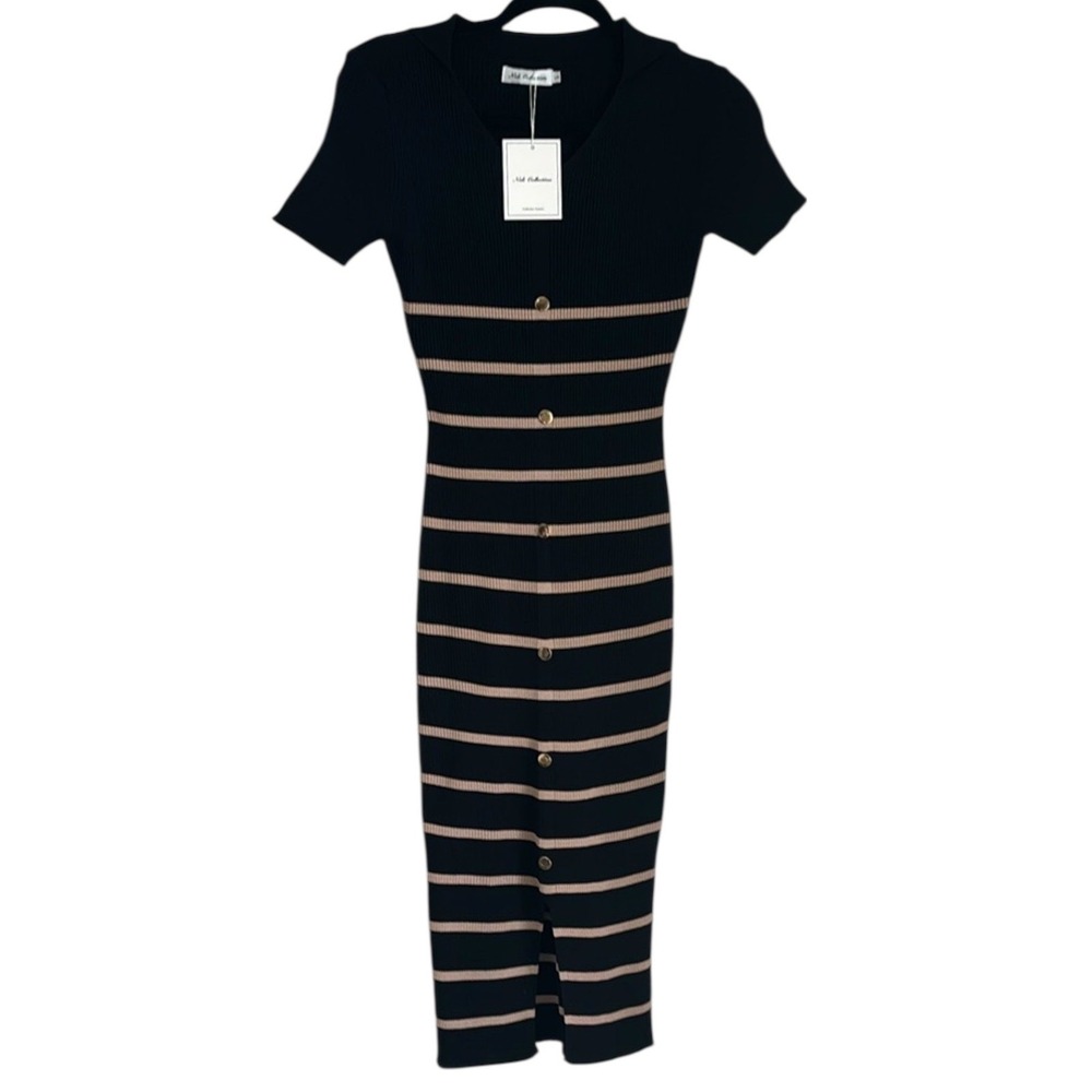Black and Tan Striped Maxi Dress-NWT - Picture 5 of 9